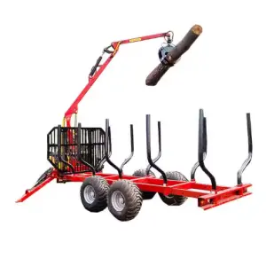 Trailer for hauling atv logs with grapple