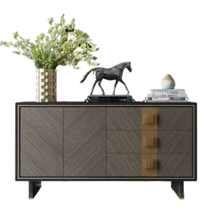 Modern Metal Handle Wooden Buffet Cabinet Sideboard