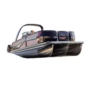 Luxury Tritoon Fiberglass RC Pontoon Boat Outboard Engine Powered Sport Yacht for Fishing Parties Family Use on Lake