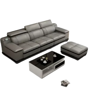 Modular corner leather sofa set living room furniture