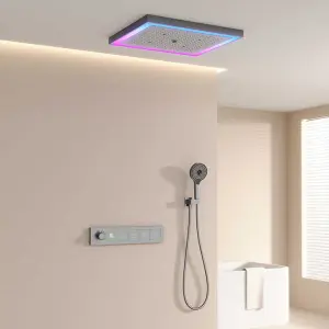Luxury Rainfall Stainless Steel Shower Mixer Set Bathroom Thermostatic Waterfall Smart Shower Set