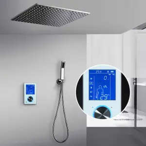Lu Xury Bathroom Led Ceiling 500x500mm Dual Function Shower Set Thermostatic Led Smart Shower