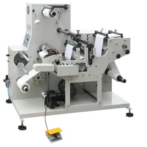 Automatic Roll to Roll Die Cut Paper Coffee Cup Label Rotary Die Cutting Rewinding Machine with Slitting for Packaging Plant