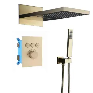 Cold Bathroom Ceiling Rainfall Shower System Waterfall Smart Thermostatic Shower Tap Wall Mounted Concealed Shower Head Set