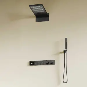 3 Functions Brass Smart Thermostatic Ceiling Rain Shower Accessories Set Wall Mounted Concealed Shower