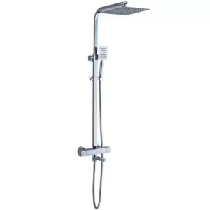 Wall Mounted Retractable Stainless Thermostatic Rain Shower with Waterfall