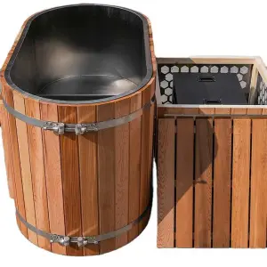 Cedar Freestanding Wooden Barrel Bath Steam Shower  Tub Cedar Wood Smart Bathtub with 1HP chiller