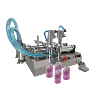Semi Automatic Filling Machine Liquid Double Nozzles Small Bottle Filler Machine with 99% Precision for Workshop
