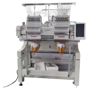 Professional Computer Embroidery Machine  2 Heads Automatic 3D Hat T-shirt Flat Logo Cap Embroidery Machine