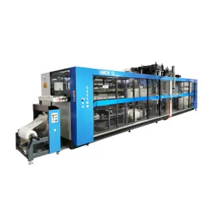 Automatic Three Stations Thermoforming Machine PP Fast Food Box Steel Vacuum Forming Machine PLC Control System Building