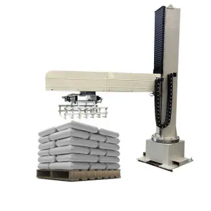 Automatic Intelligent Single Column Palletizer and Wrapping Machine Line