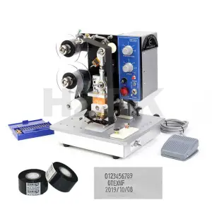 HZPK HP 241  Stamping Aluminum Foil Paper Sheet Plastic Film Bag Printing Ribon Coding Machine Expiry Date Semi Automatic