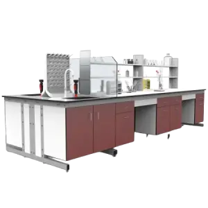 teel Wood Physics High School Lab Furniture, Chemistry Laboratory Island Work Bench