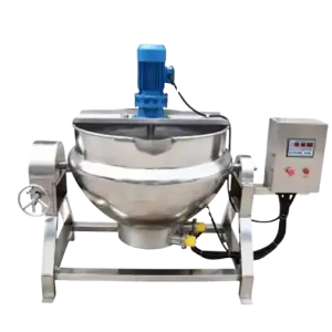 100L Industrial Gas Jacketed Cooking Kettle Cooking Mixer Pot Jacket Kettle With Agitator