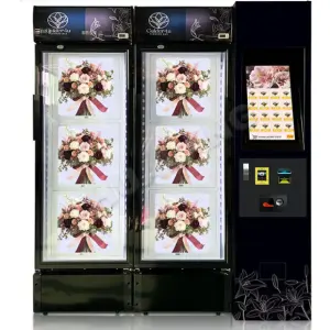 Temperature-Controlled Refrigerated Flower Vending Machine Bouquet Locker Vending Machine with bank note and card reader