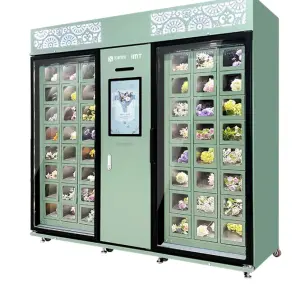 Double Layer Glass Anti-fog Stainless Steel Full Automatic Flower Vending Machine