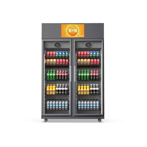24 Hours Self-Service Cashless Smart Fridge Vending Machine Combo Fruit & Drink Double Cabinet AI Vending Machine with 4 Cameras