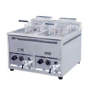 Gas Restaurant Equipment Desk Top 304 Stainless Steel Double Basket Gas Deep Fryer