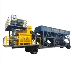 Quick Installation 50m3/h Small Ready Mix Mobile Concrete Mixing Plant with Twin-shaft Mixer or Planetary Mixer