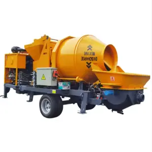 Hopper Loading Mobile Concrete Mixer with Pump Machine diesel Engine Concrete Mixer and Pump