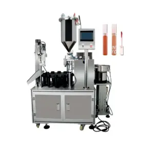 Full Auto Liquid Lipstick Lip Gloss Tube Filling Plugging Capping Machine Cosmetic Tube Filling Capping Production Line