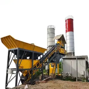Manufacture 35 Cubic Meters to 120 Cubic Meters Portable Concrete Batching and Mixing Station With Self Loading Function