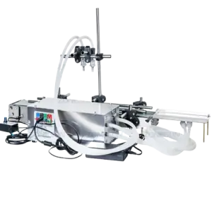 Double Heads Small Scale Glass Bottle Vial Beverage Juice Perfume Essential Oil Liquid Filling Machine With Conveyor