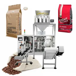 Horizontal Automatic Vacuum Coffee Pouch Filling Packaging Zipper Stand up Plastic Kraft Paper Salt Premade Bag Packing Machine