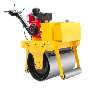 Walking Behind Single Drum Vibratory Compressor Engine 5hp Small Roller Compactor 330kg Hand Compact Mini Road Roller