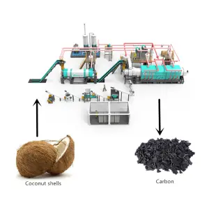 Recycling BST-06 300kg/h Continuous Coconut Shell Charcoal Making Machine to Shisha Charcoal