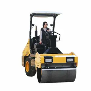 Road Mini Vibratory Roller Light Compaction Equipment 1 Ton Double Drum