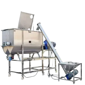 Commercial Dry Powder Blender Horizontal Paddle Mixer / Helical Ribbon Feed Mixer 100kg