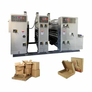 Fully Automatic 3 Color Cartoning Cardboard Printing Slotting Die Cutting Cartoon Box Packaging Making Machine