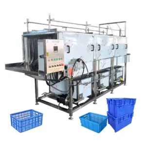 Continuous Type Plastic Turnover Basket Washing Machine High Capacity Seafood Box Cleaning Washer Machine
