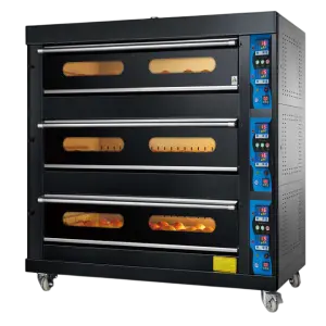 Commercial 3 Deck Oven 12-Tray Gas and Electric Baking Ovens for