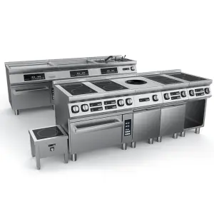 Commercial Modular Induction Cooking Range Stainless Steel Cooking Equipment