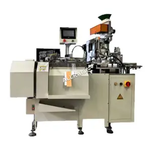 Automatic Garment Clothing Satin Tag Making Machine Shoe Sock Hang Tag String Stamping Machine Hang Tags Threading Machine