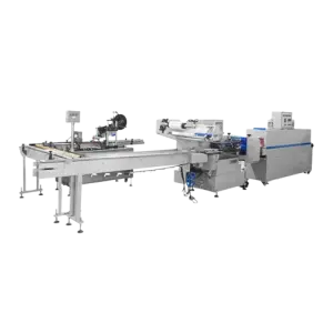 Dental Floss Pick Box Upper and Lower Plane Labeling Machine Transparent Film Packaging Heat Shrinking Wrapping Production Line