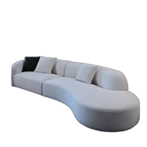 Luxury Modern PU Wood Furniture Soft Boucle Special Shaped Modular Couch Set Cashmere White Design for Living Room Hotel Villa
