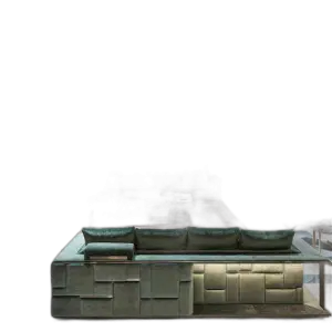 Italian Luxury Sectional Sofa Set Modern Metal High-End Fabric L- Shape for Living Room for High-End Villas