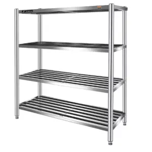 Hotel Use Multi-Tier Stainless Steel Shelves Strong Load-Bearing Inox Storage Rack Commercial Kitchen Equipment for Restaurants