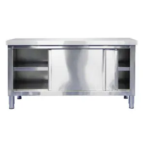 Stainless Steel Assembly Type Sliding Door Worktable Work Table Cupboard Commercial Kitchen Equipment for Restaurants/hotels
