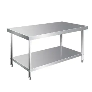 Double Deck Table for Hotel Kitchen Bench Restaurant Working Bench Table Work Tables Stainless Steel Bench Kitchen