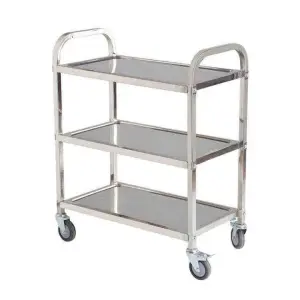 Commercial Kitchen Furniture Three-Layer Stainless Steel Trolley with round Tube 304/201 for Hotels & Restaurants