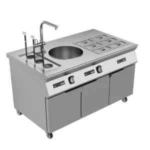 Commercial Stainless Steel Noodle Cooking Station with Soup Pots Electric Food Warmer OEM & ODM Cooking Equipment