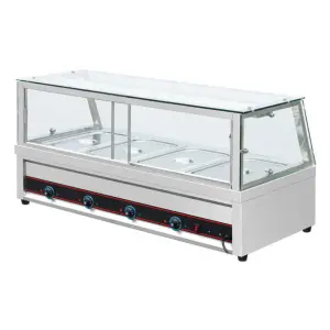 Single Row Straight Glass  Foodbars 4 Tray Dry Filament Heater Food Warmer Warming Food Display Bar