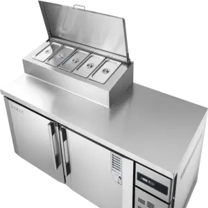 Model Refrigerator Freezer Commercial Pizza Prep Table Chiller Fridge 2 Door Pizza Prep Table for Food Shop