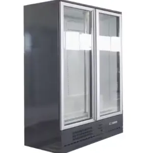 Supermarket Meat Showcase Freezer Display Fridge Upright Glass Door Top-freezer Vertical Refrigeration Equipment