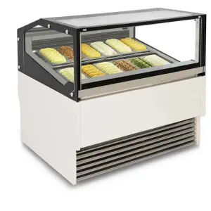Right Angle Mobile Gelato Ice Cream Display Cabinet Freezer showcase