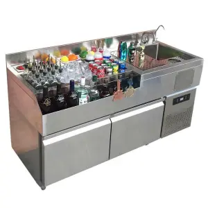 Modern Bar Equipment ODM Custom 220V Stainless Steel Mobile bar Station With Refrigeration Function Cocktail Bar Station